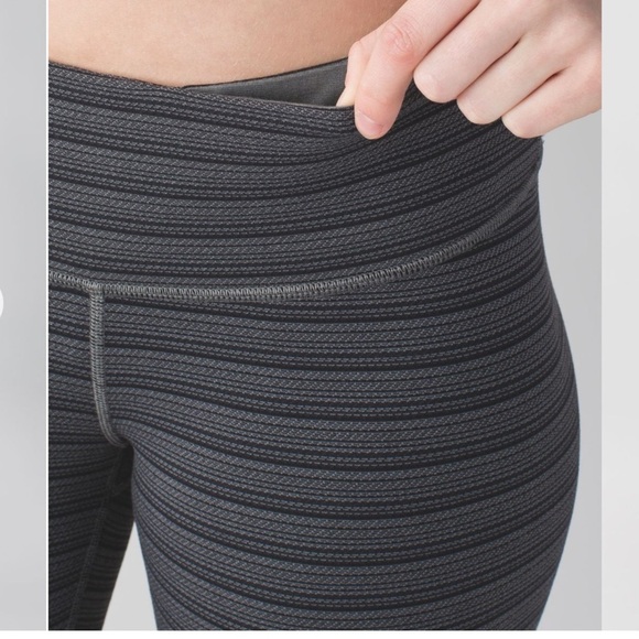 Lululemon Wunder Under Crop II Textured Stripe Slate Deep Coal size 2 - Picture 2 of 9